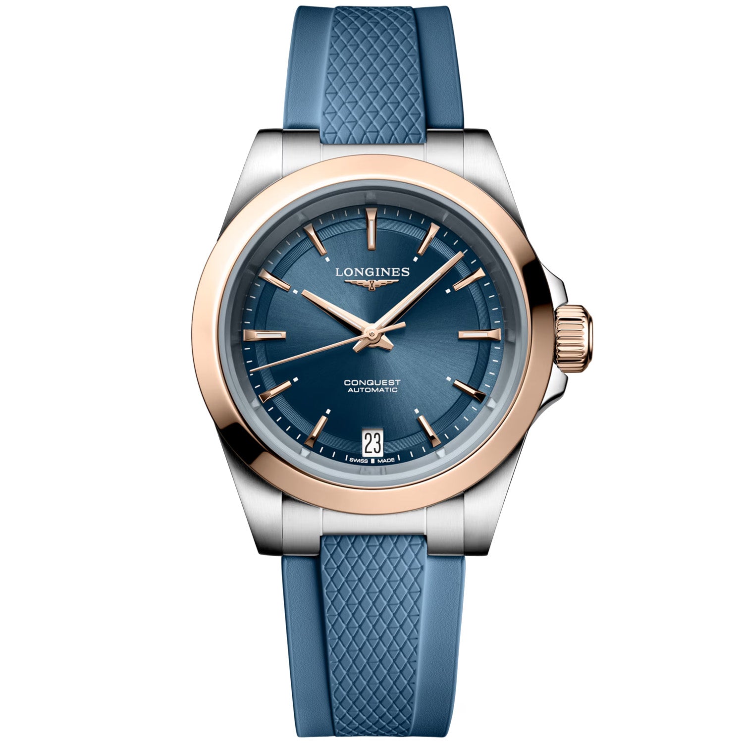 Conquest 34mm Blue Sunray Dial Automatic Strap Watch