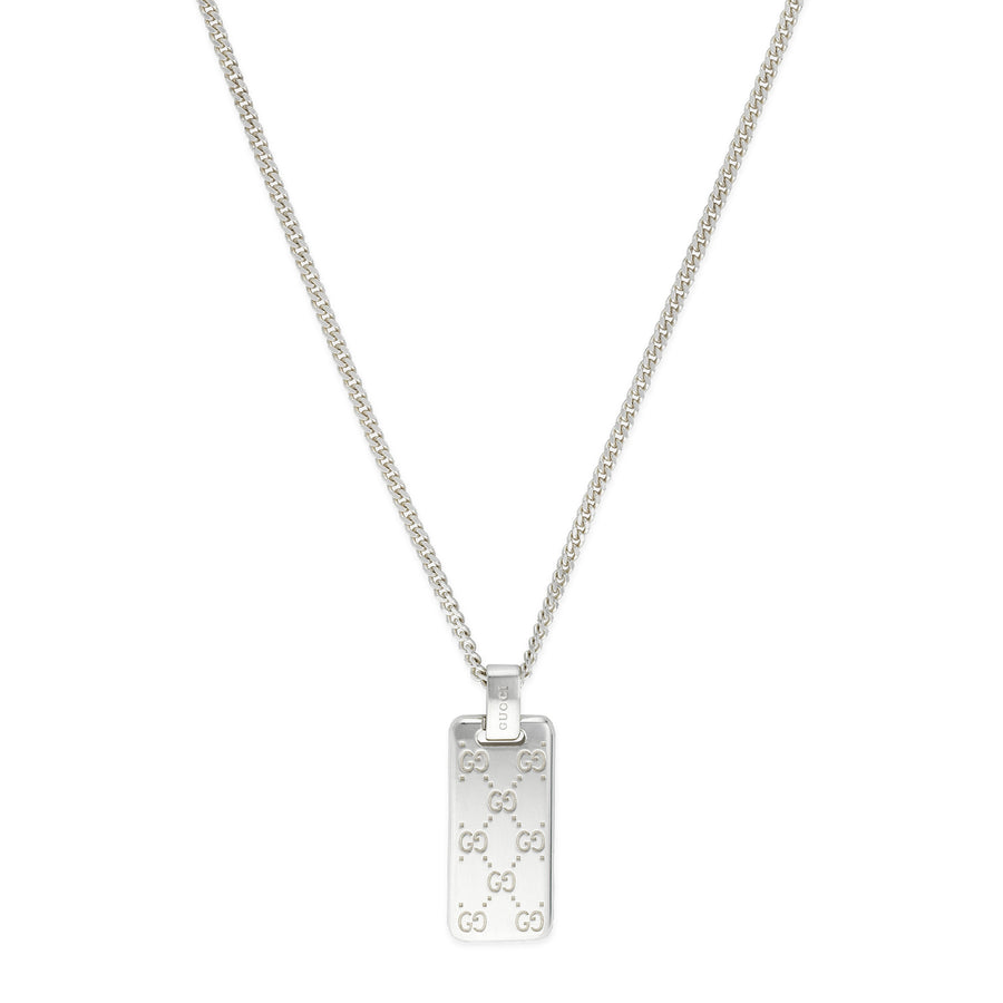 Gucci Signature Sterling Silver Tag Necklace