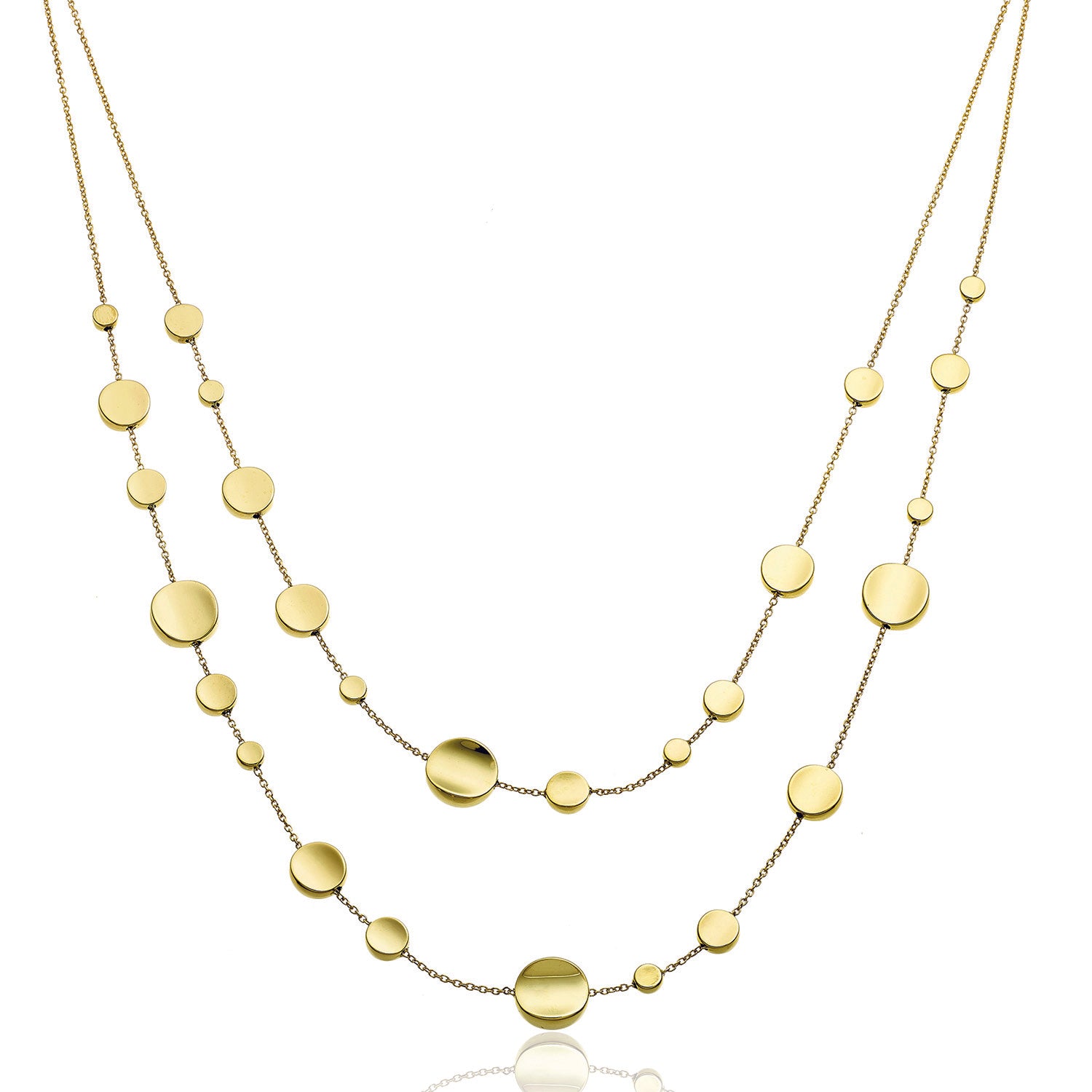 Armillas Glow 18ct Yellow Gold Flat Circle Double Row Necklace