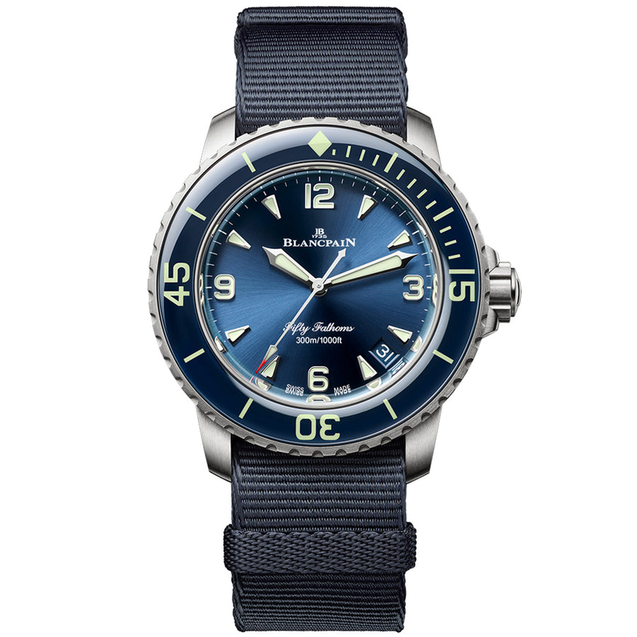 Fifty Fathoms 42.3mm Automatique Blue Dial & Canvas Strap Watch