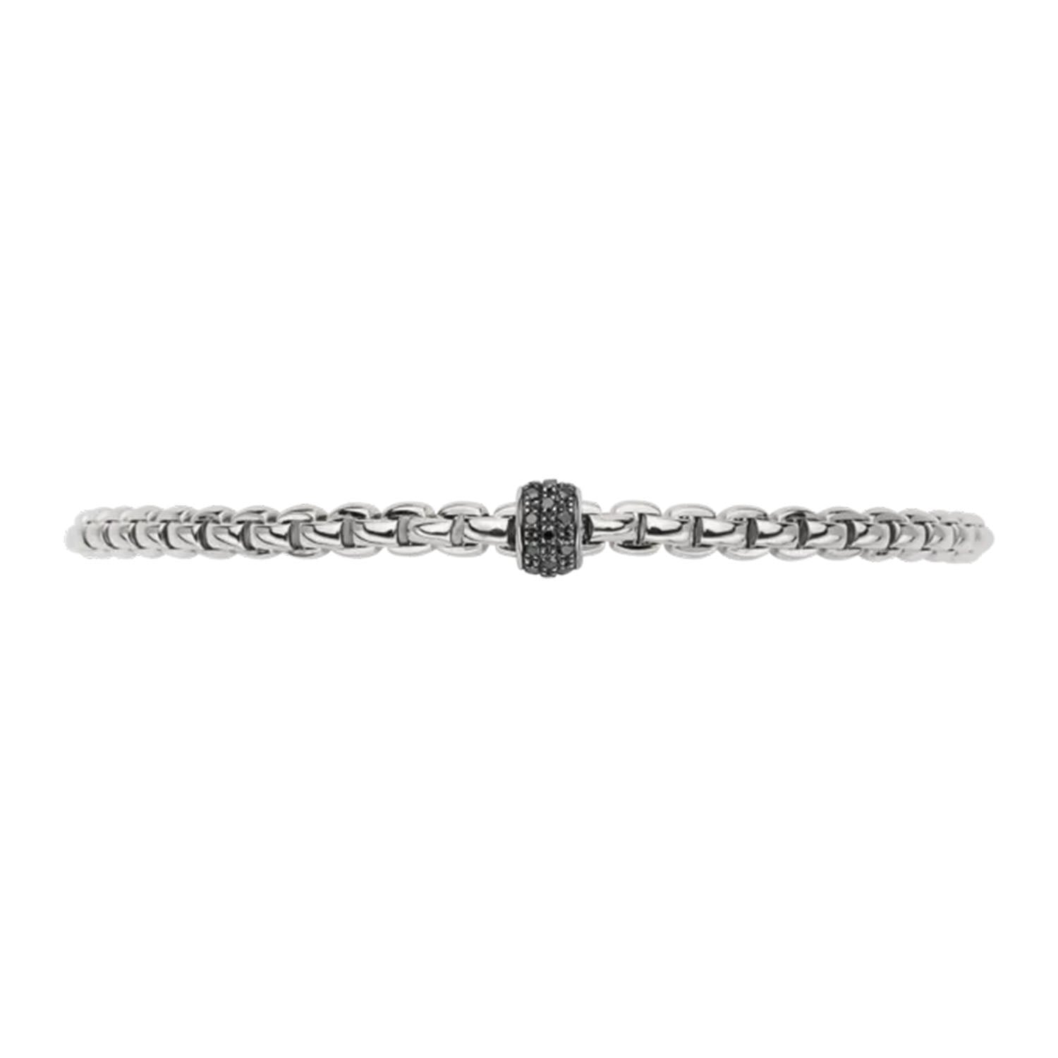 FOPE Eka 18ct White Gold Flex'it Bracelet With Pave Set Black Diamond Rondle - Berry's Jewellers