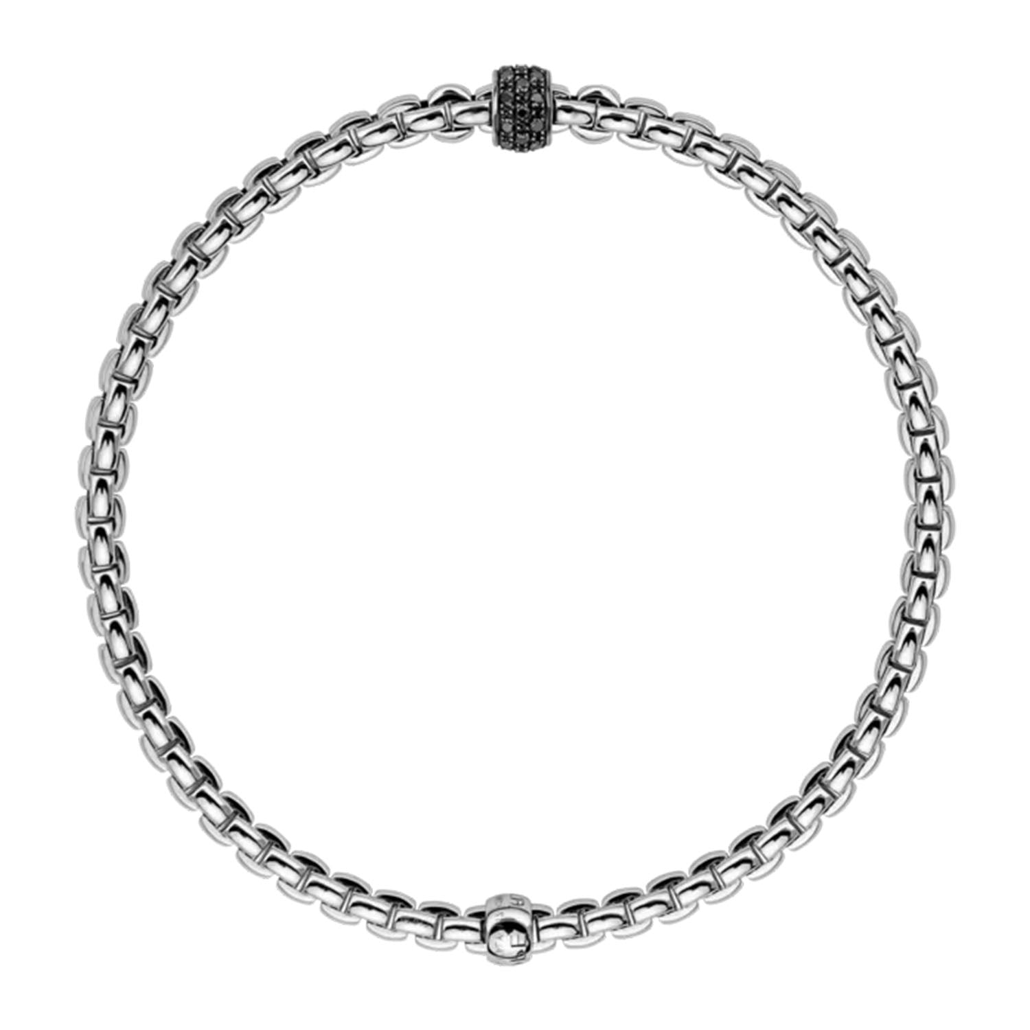 FOPE Eka 18ct White Gold Flex'it Bracelet With Pave Set Black Diamond Rondle - Berry's Jewellers