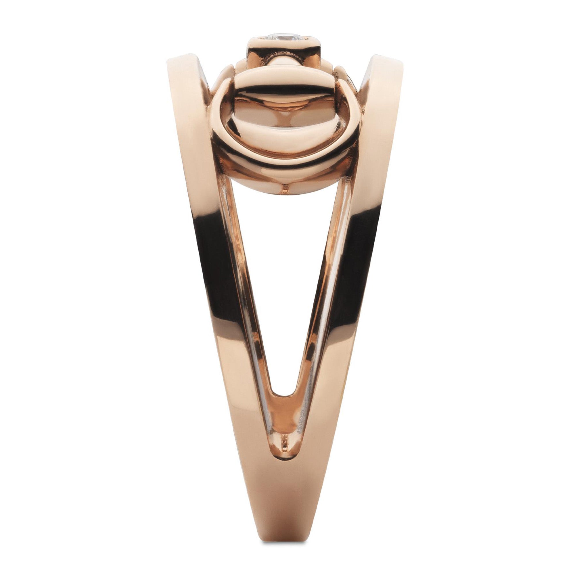 Gucci Horsebit 18ct Rose Gold And Diamond Wide Dress Ring