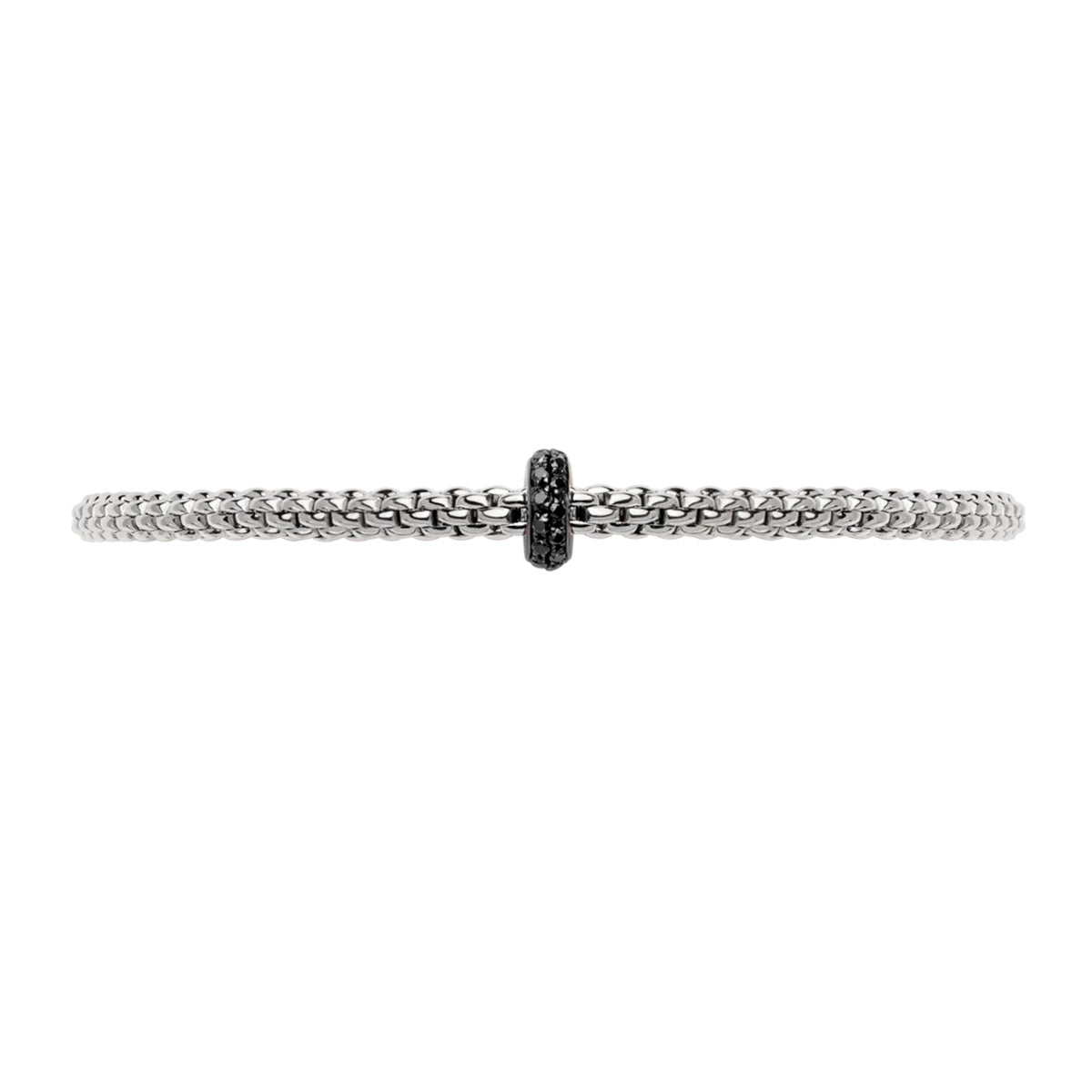 Flex'it Prima 18ct White Gold Bracelet With Pave Set Black Diamond Rondel