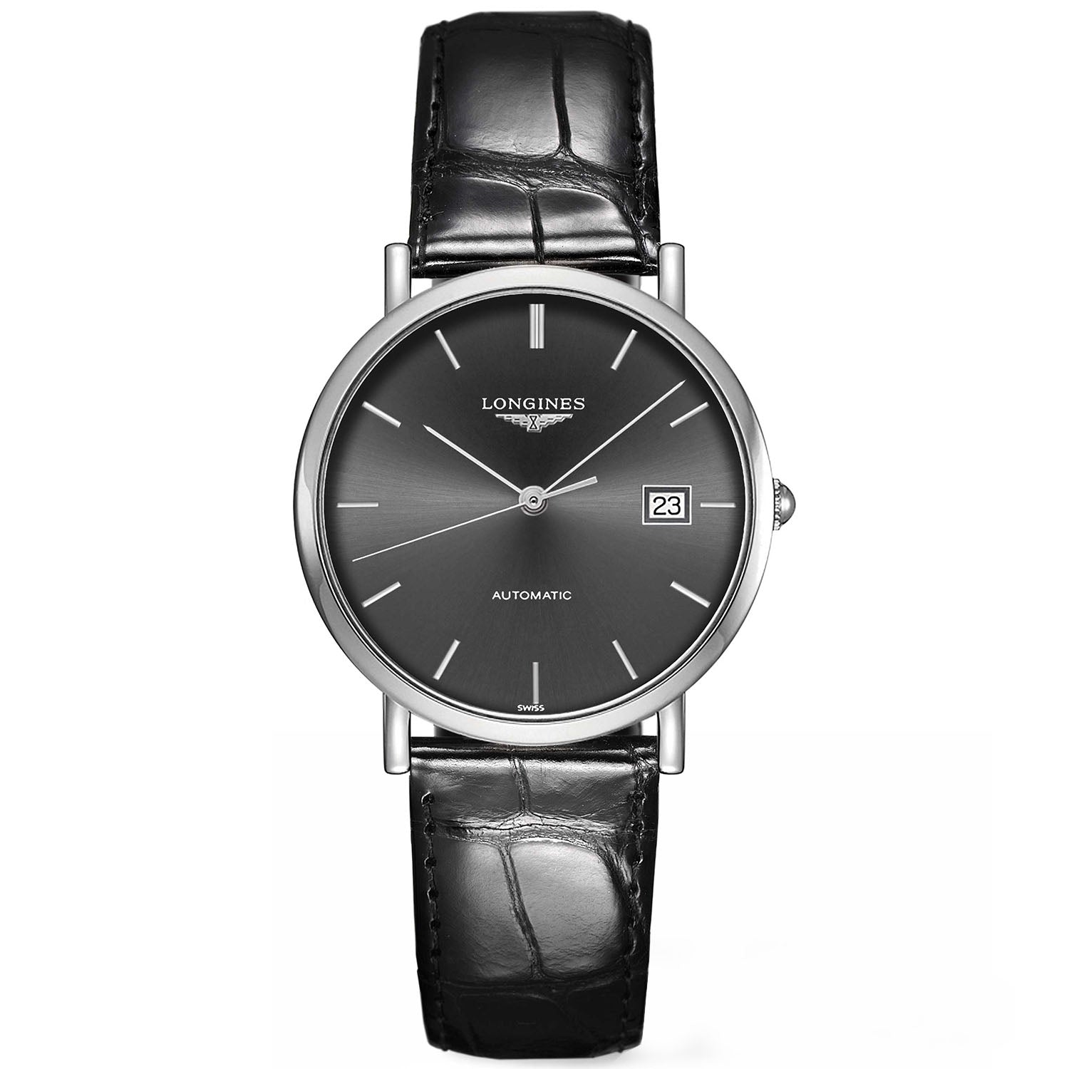 Elegant 37mm Grey Index Dial Automatic Strap Watch