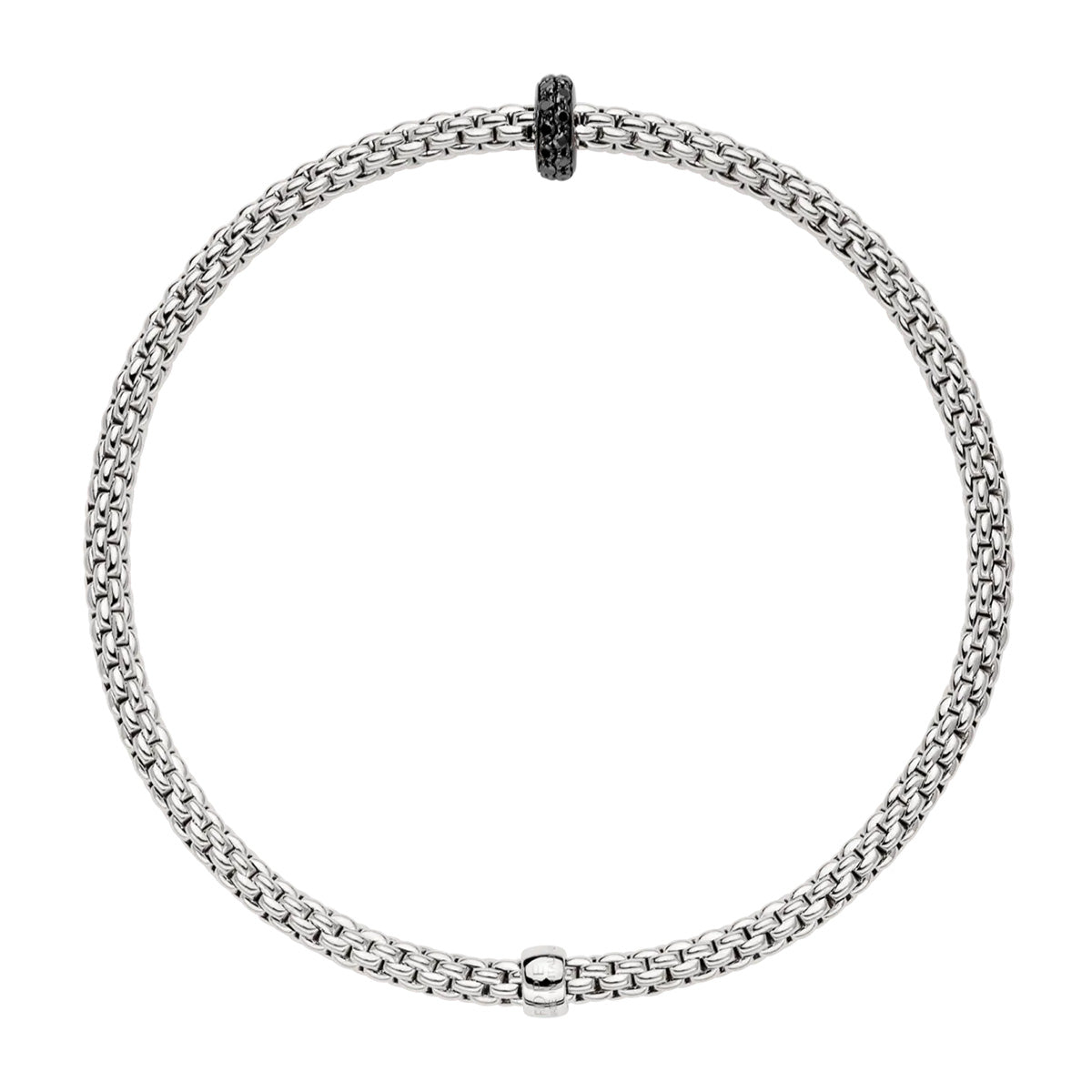 Flex'it Prima 18ct White Gold Bracelet With Pave Set Black Diamond Rondel