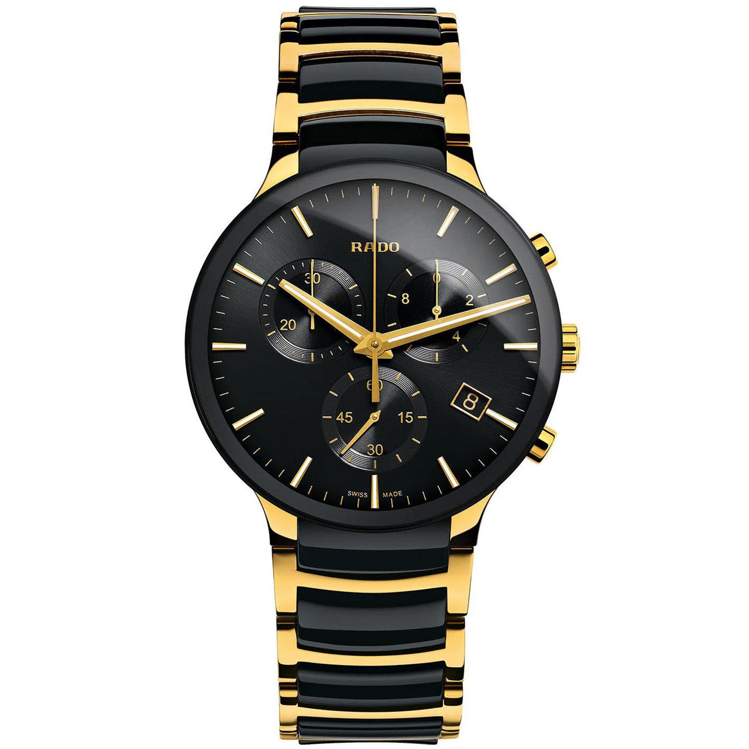 Centrix Chronograph 44mm Two-Tone Black Ceramic & Yellow Gold PVD Watch