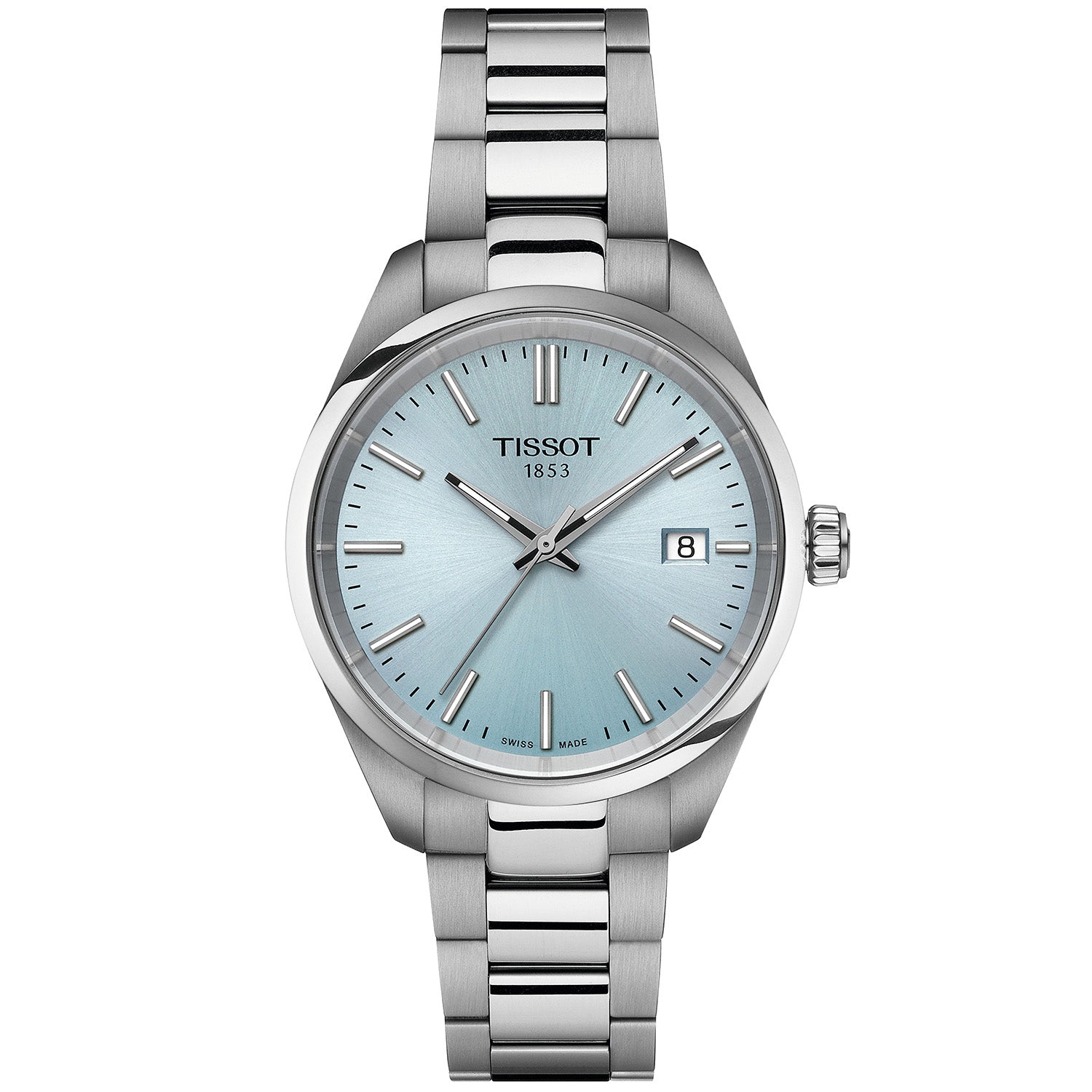 PR100 34mm Ice Blue Dial Steel Bracelet Quartz Watch