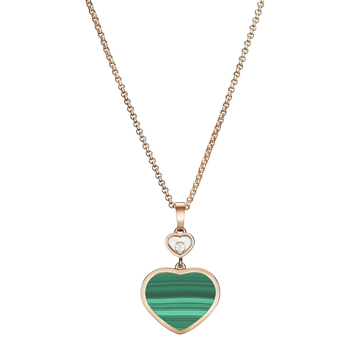 Chopard 18ct Rose Gold Happy Hearts Malachite & Diamond Pendant - Berry's Jewellers