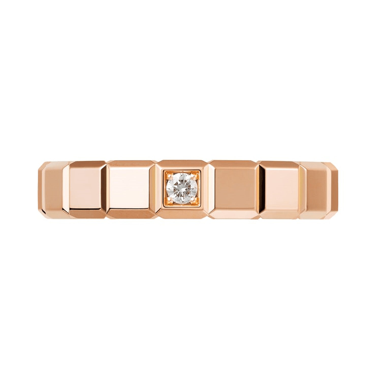 18ct Rose Gold Ice Cube Single Diamond Set Ring