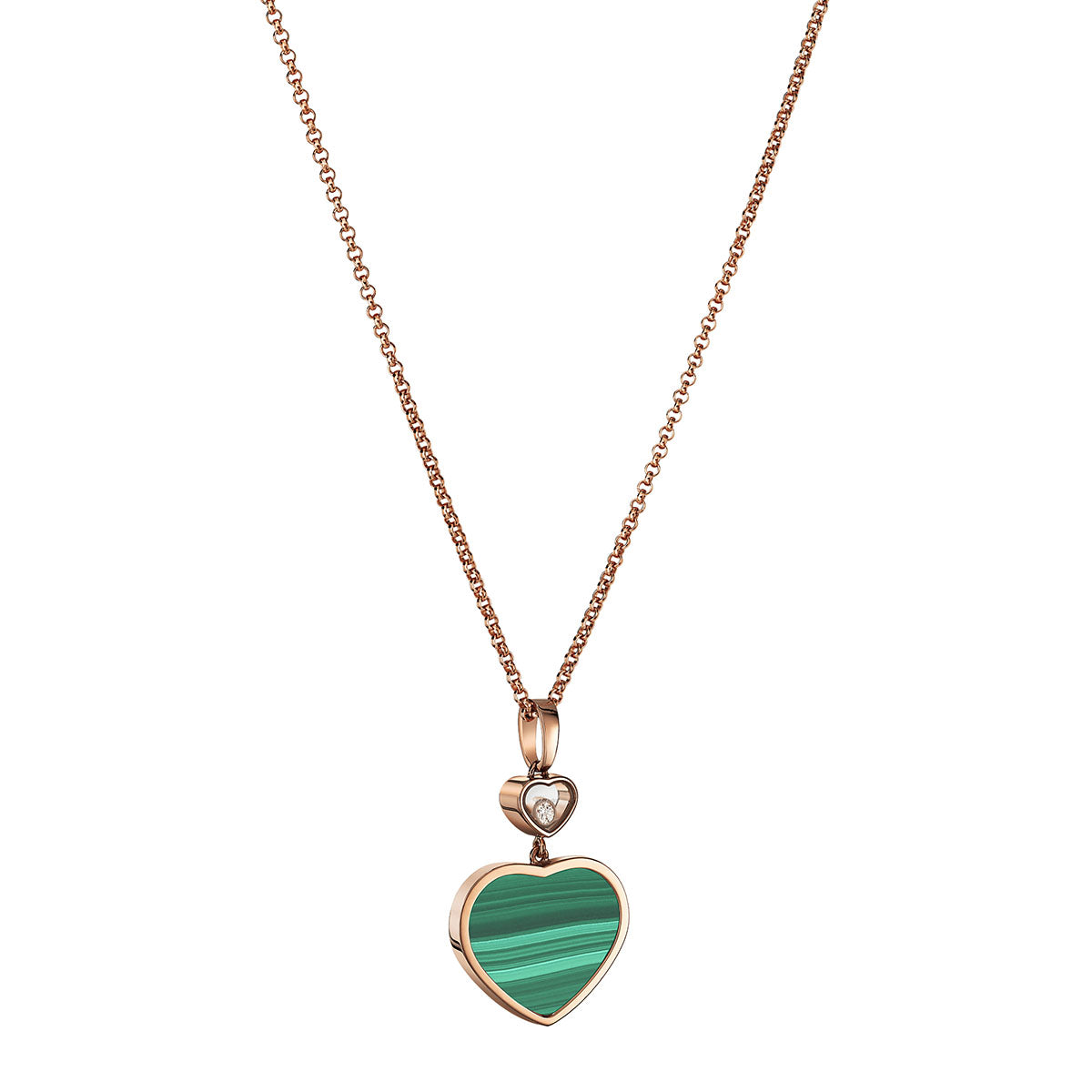 Chopard 18ct Rose Gold Happy Hearts Malachite & Diamond Pendant - Berry's Jewellers