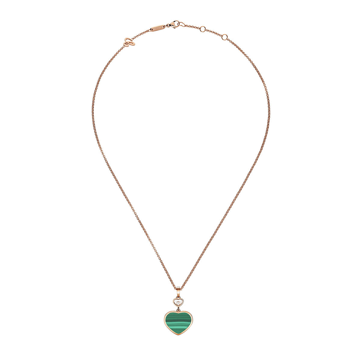 Chopard 18ct Rose Gold Happy Hearts Malachite & Diamond Pendant - Berry's Jewellers