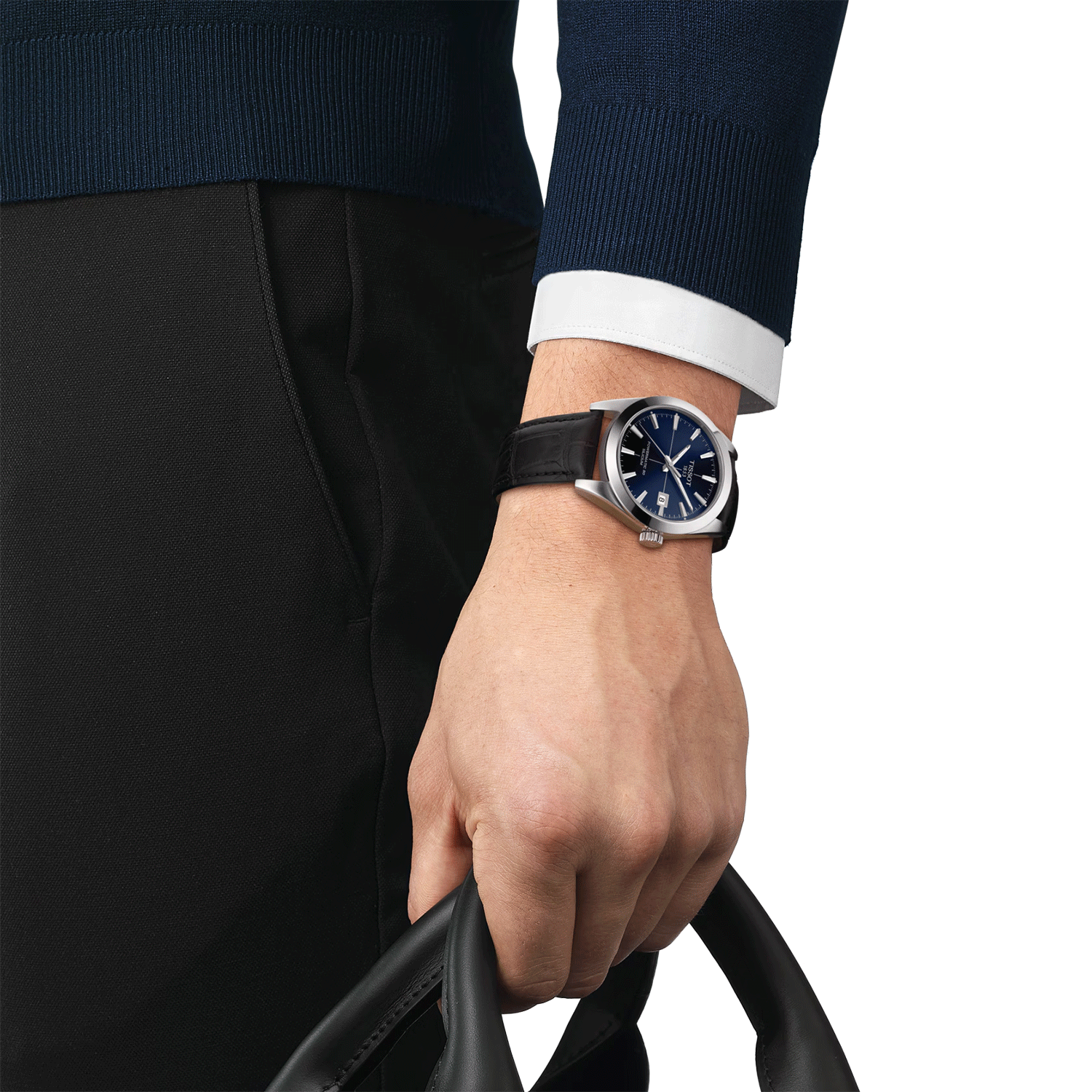 Gentleman Powermatic 80 Steel Blue Dial Strap Watch