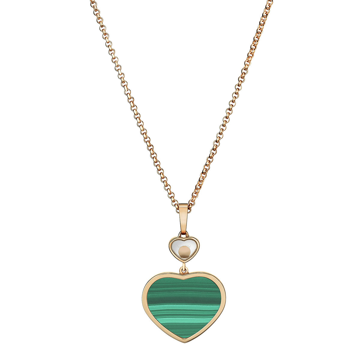 Chopard 18ct Rose Gold Happy Hearts Malachite & Diamond Pendant - Berry's Jewellers