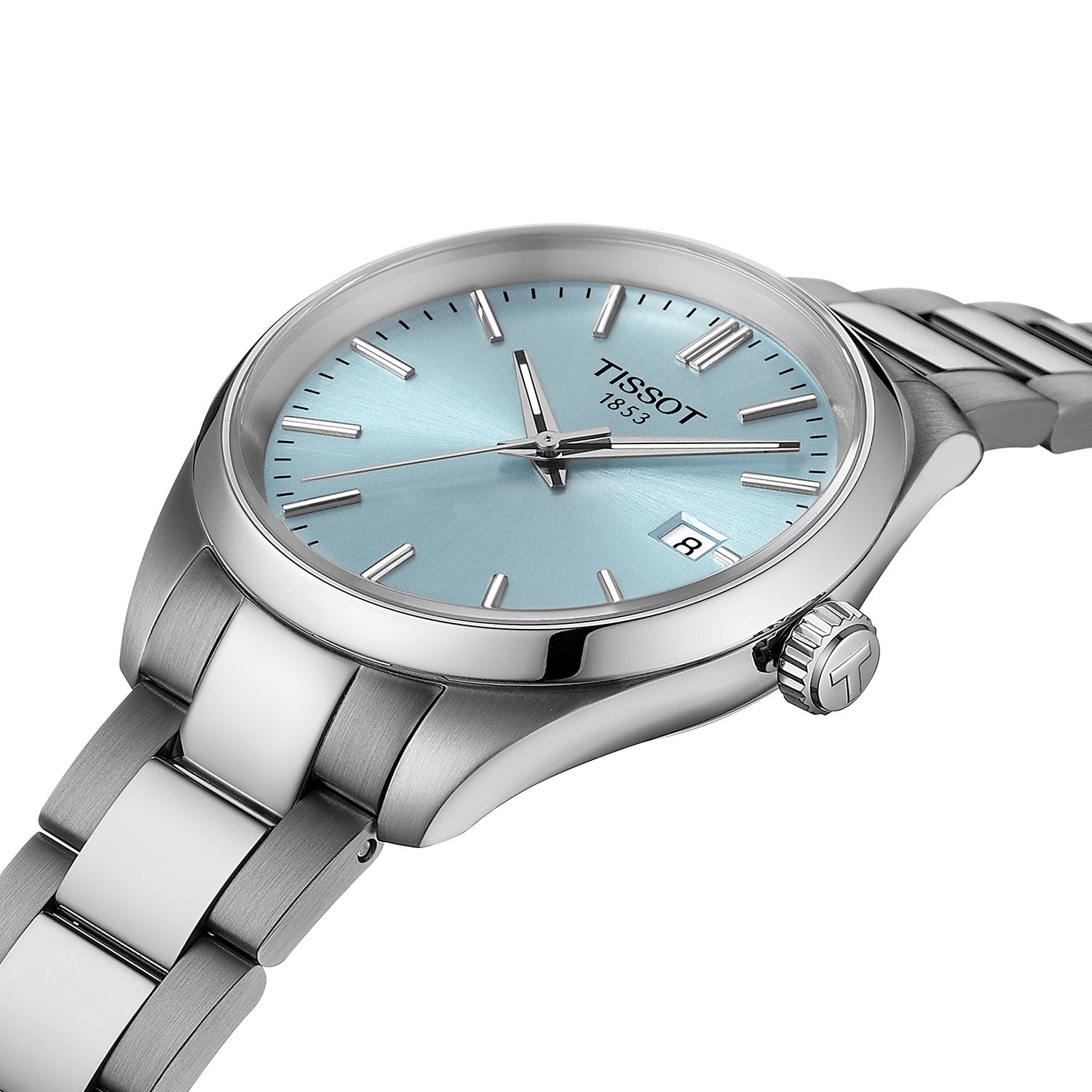 PR100 34mm Ice Blue Dial Steel Bracelet Quartz Watch