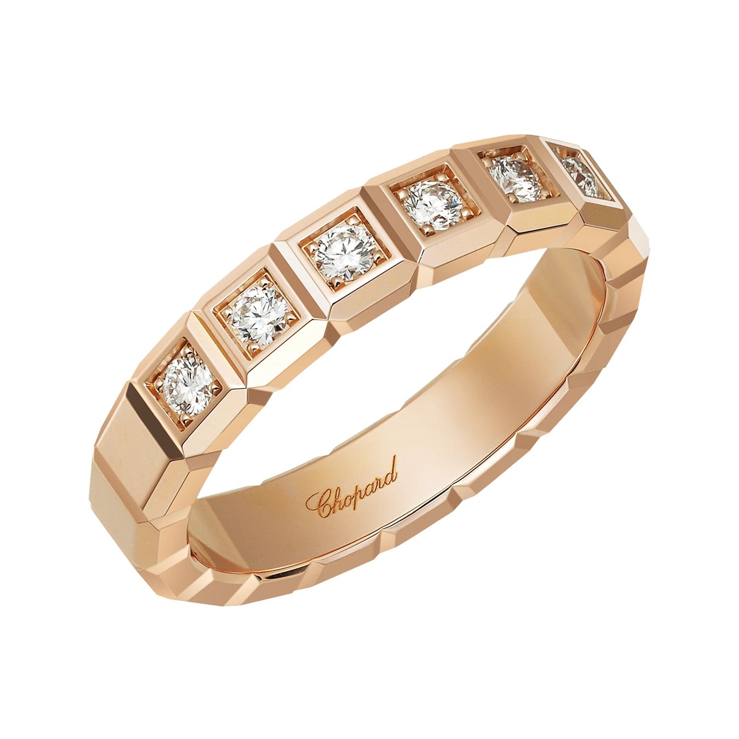 18ct Rose Gold Ice Cube Diamond Set Ring