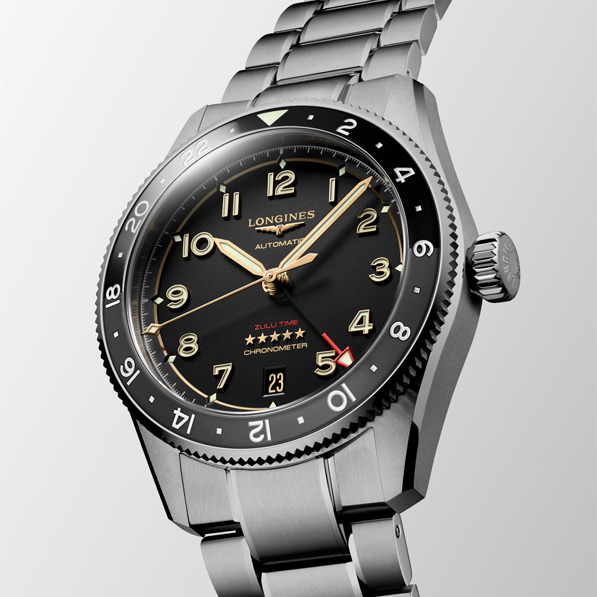 Spirit Zulu Time 39mm Anthracite Dial and Ceramic Bezel Bracelet Watch