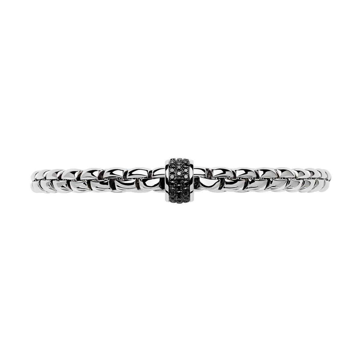 Flex'it EKA 18ct White Bracelet With A Single Pave Set Black Diamond Rondle