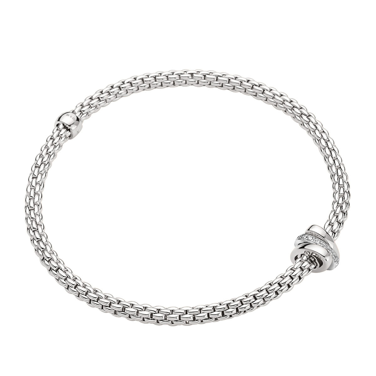 FOPE Prima 18ct White Gold Bracelet With Diamond Set And Plain Rondels - Berry's Jewellers