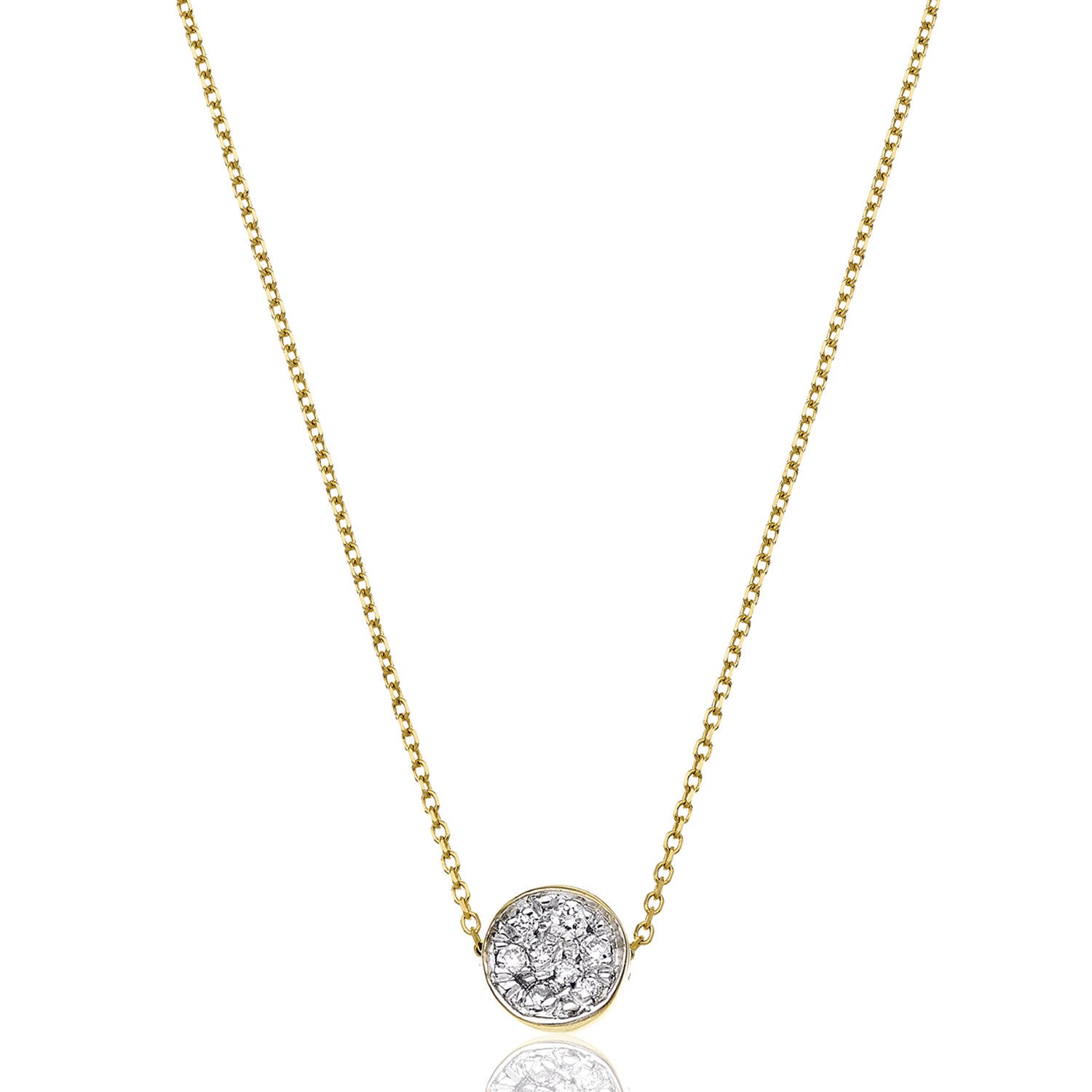 Armillas Glow 18ct Yellow Gold Flat Circle Diamond Pave Set Pendant