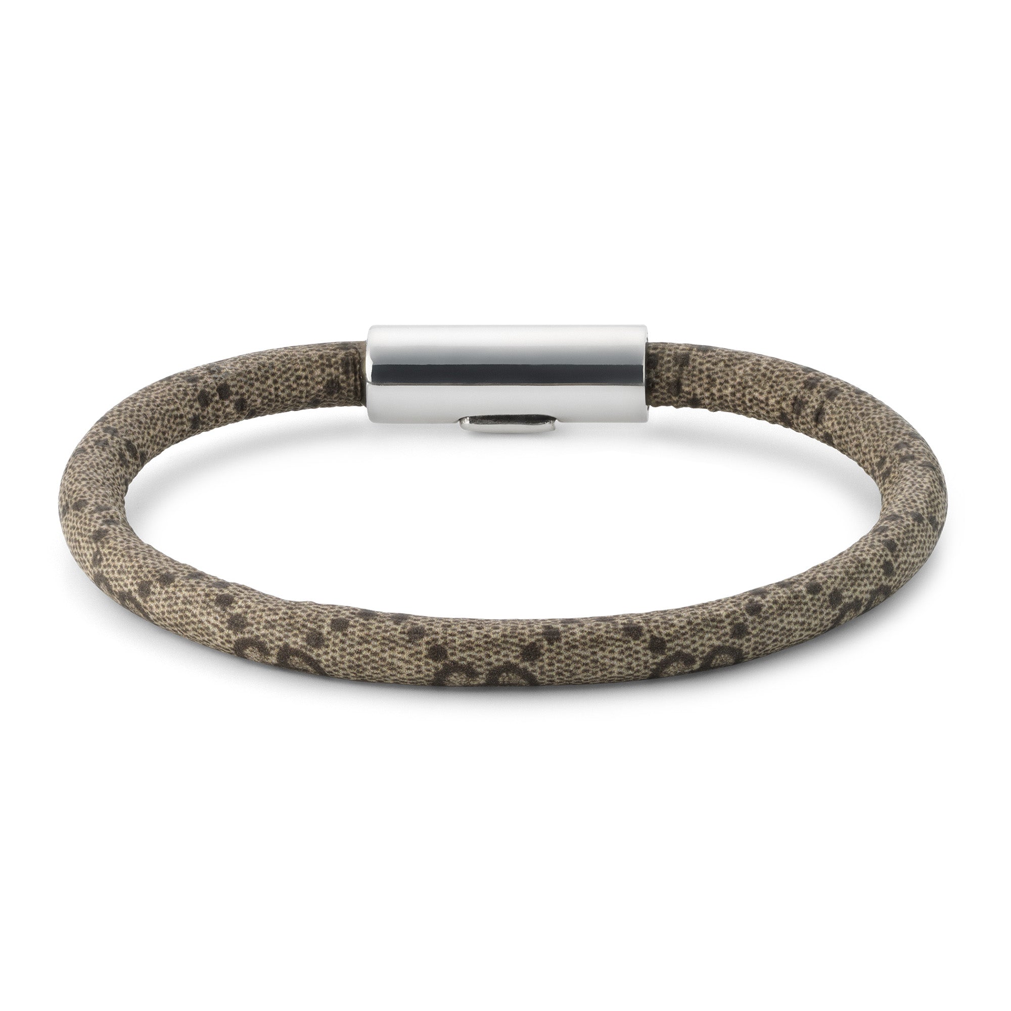 Gucci Trademark GG Brown Canvas Leather Bracelet - Berry's Jewellers