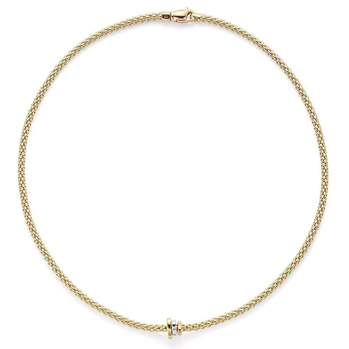 Prima 18ct Yellow Gold Necklace With Three Multi-Tone Rondels