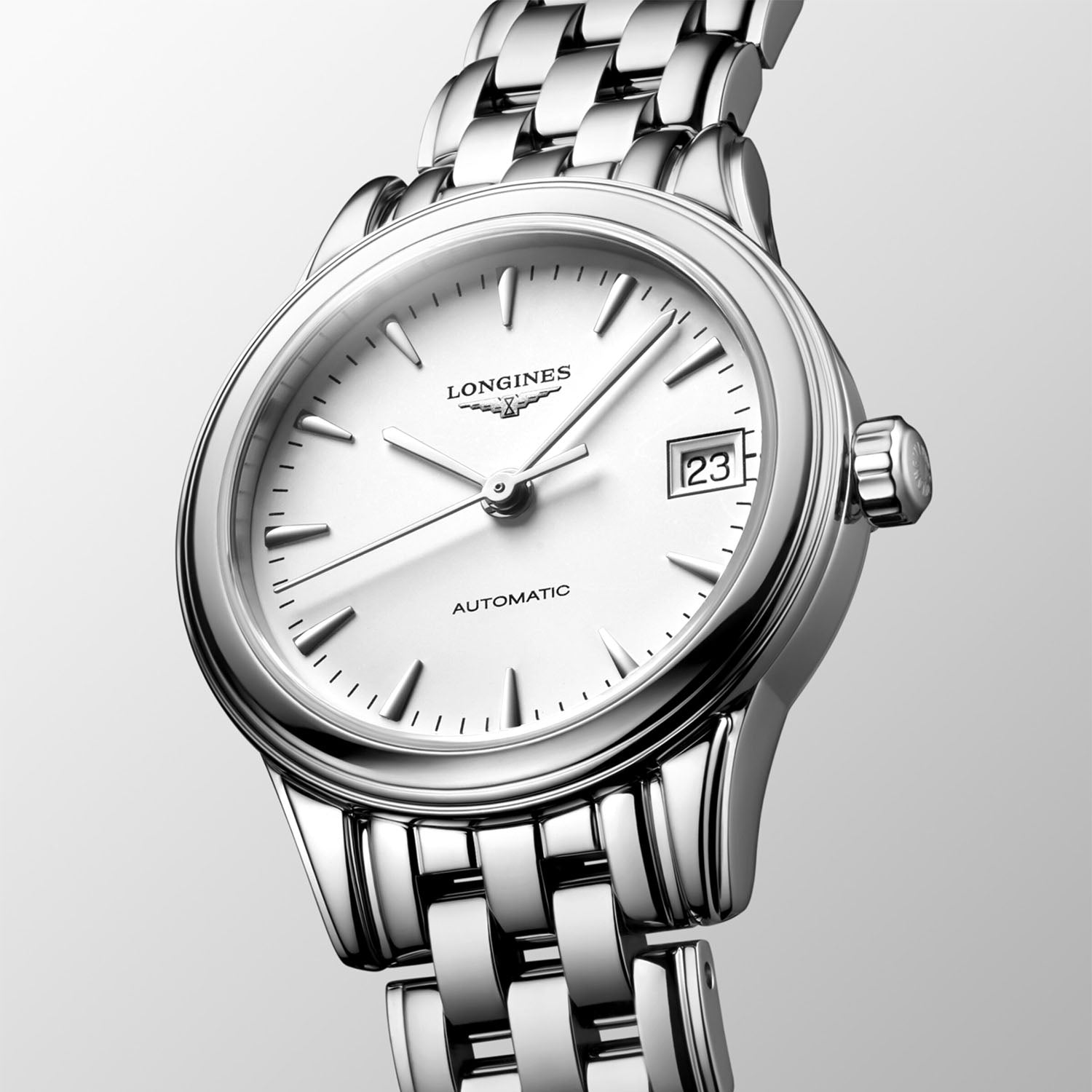 Longines Flagship 26mm Steel White Dial Automatic Bracelet Watch - Berry's Jewellers