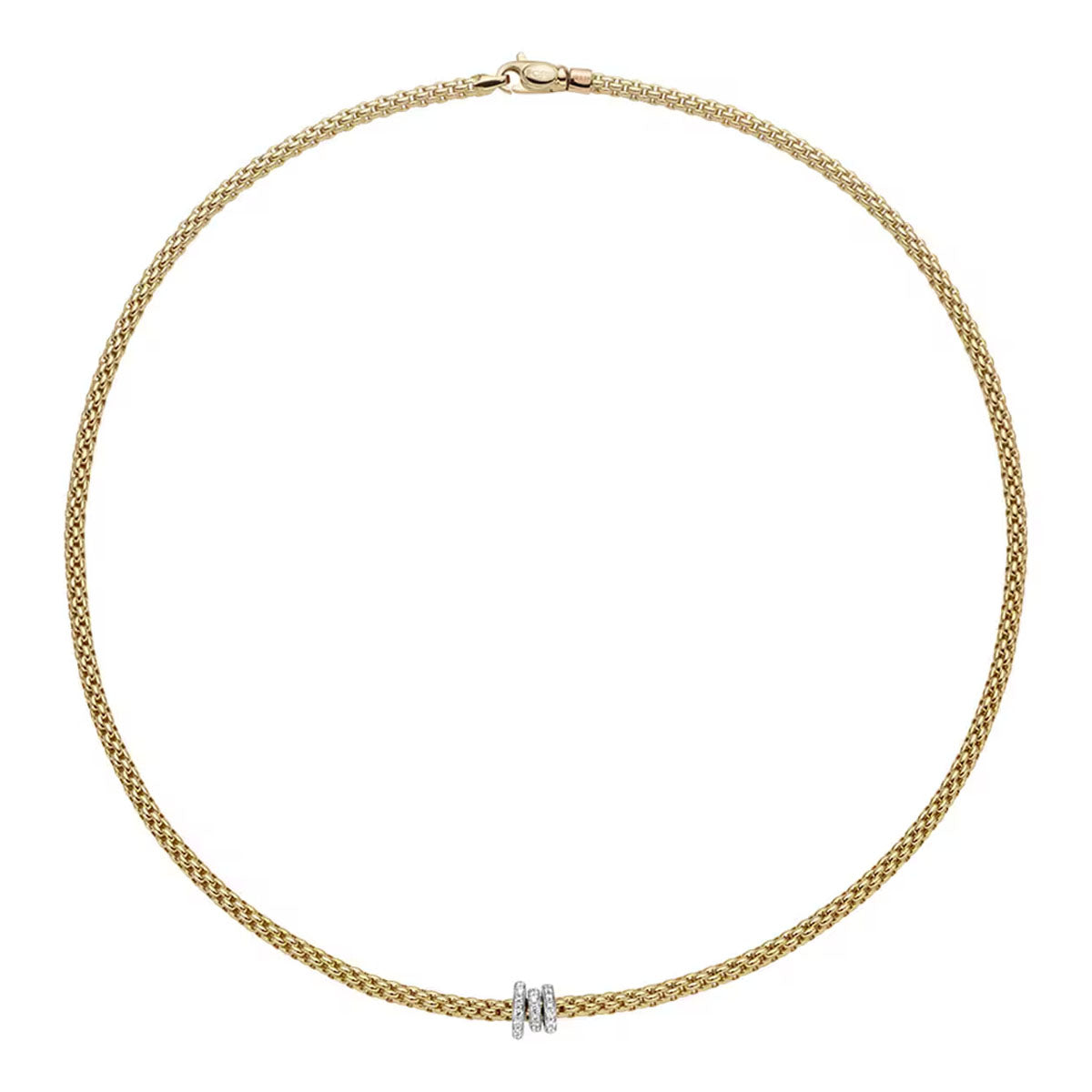 Prima 18ct Yellow Gold Necklace With Three Diamond Set Rondels