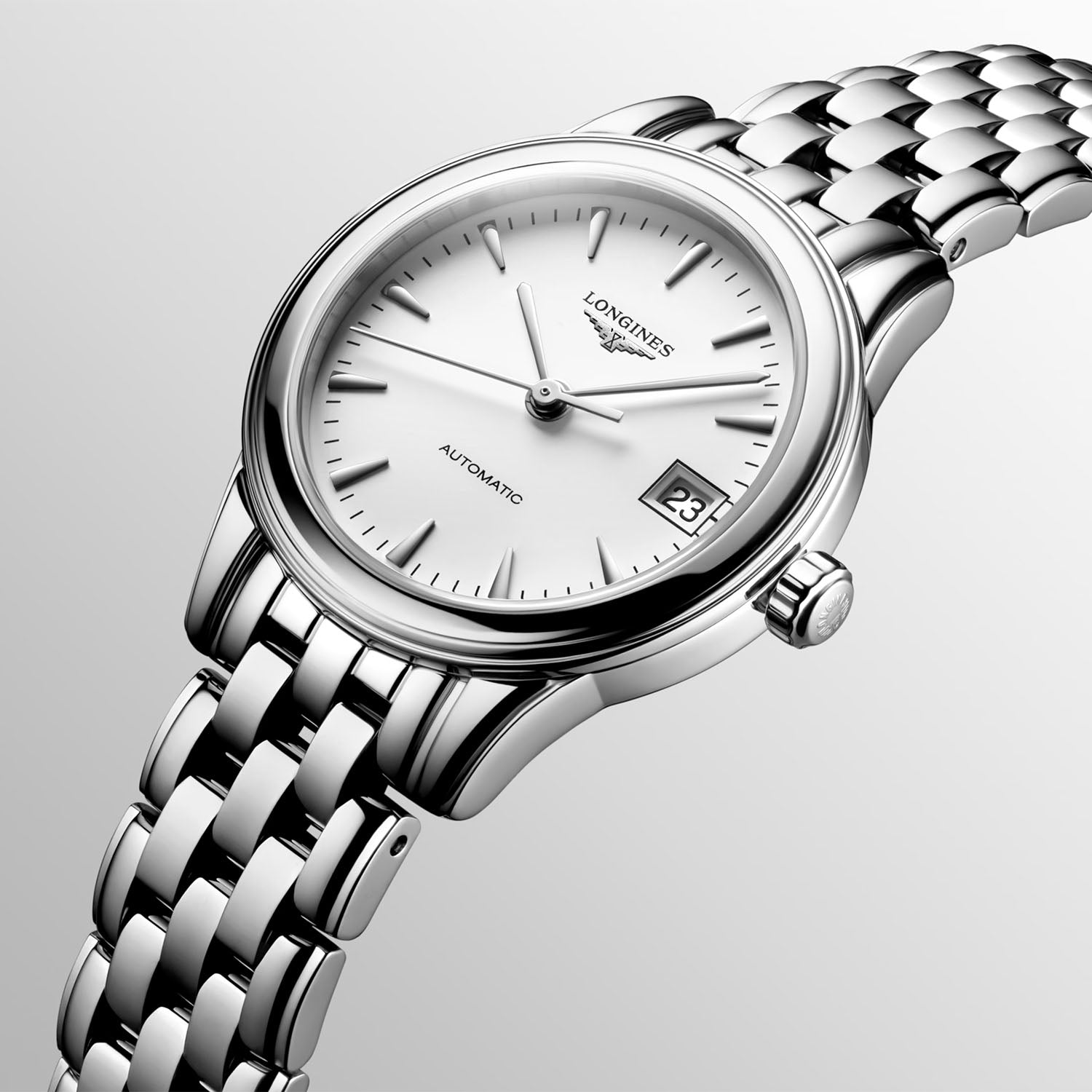 Longines Flagship 26mm Steel White Dial Automatic Bracelet Watch - Berry's Jewellers