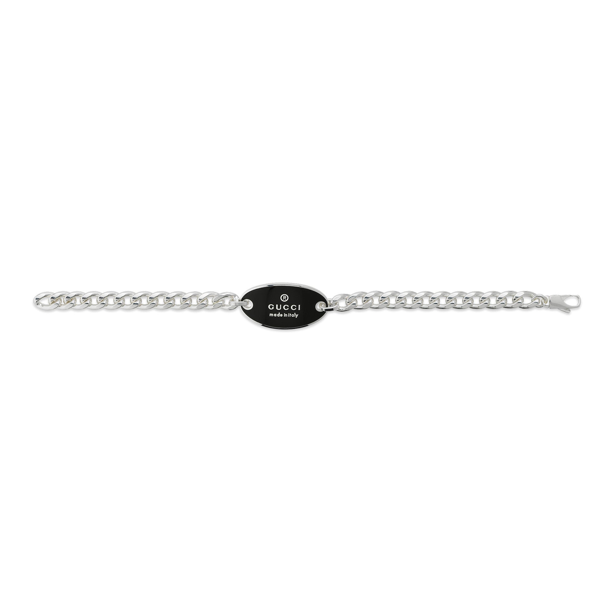 Trademark Sterling Silver Black Enamel Oval Bracelet