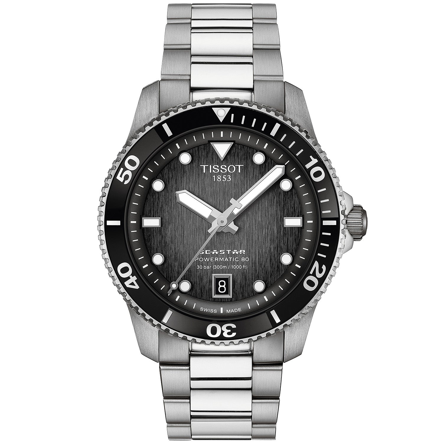 Seastar 1000 Powermatic 80 40mm Grey Automatic Steel Bracelet Watch