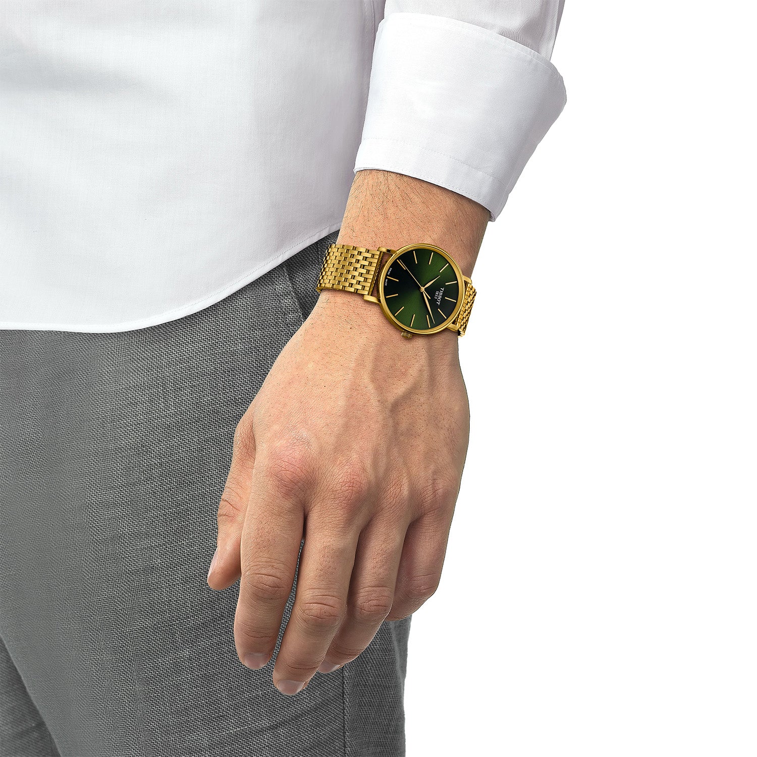 Everytime 40mm Green Dial Gold Men's Bracelet Watch