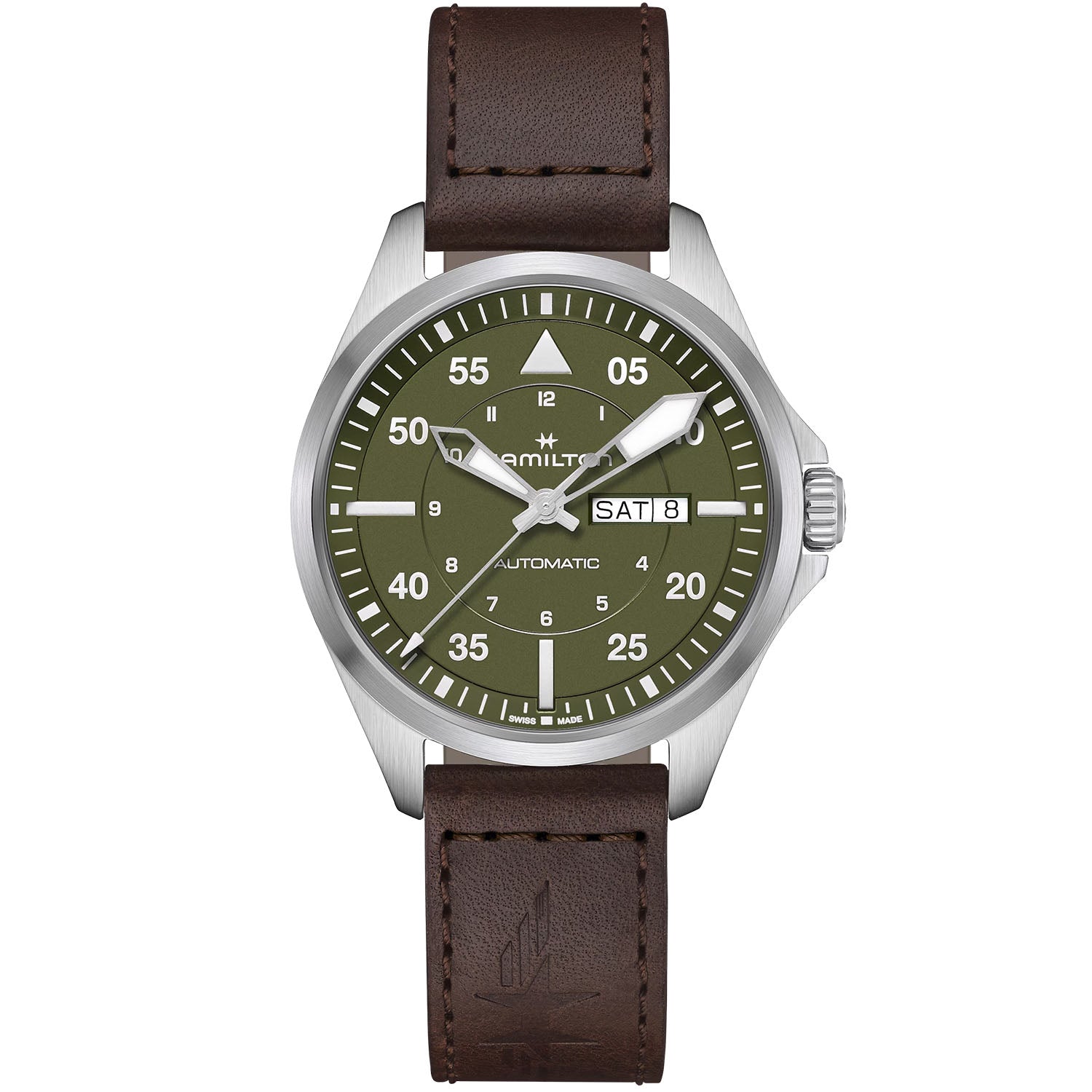 Hamilton Khaki Aviation 42mm Pilot Day Date Auto Strap Watch - Berry's Jewellers