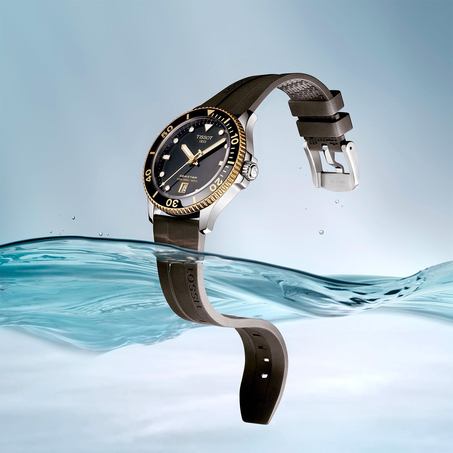 Seastar 1000 40mm Steel and Gold Quartz Strap Watch