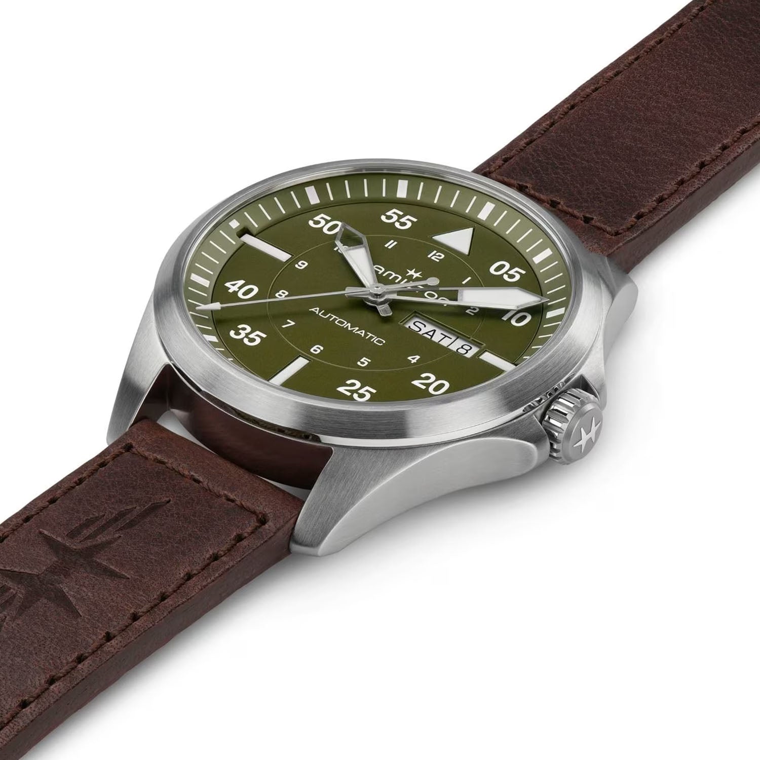 Khaki Aviation 42mm Pilot Day Date Auto Strap Watch