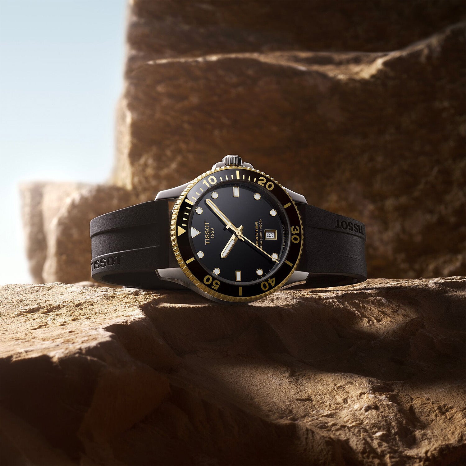 Seastar 1000 40mm Steel and Gold Quartz Strap Watch