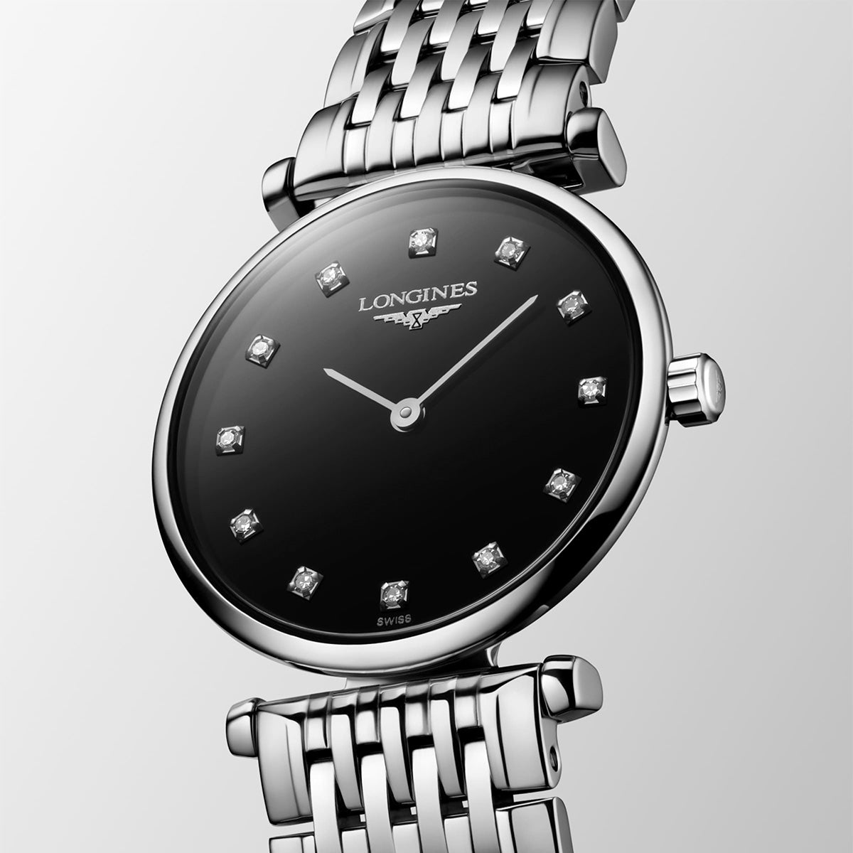 La Grande Classique 24mm Steel Black Diamond Dial Quartz Bracelet Watch