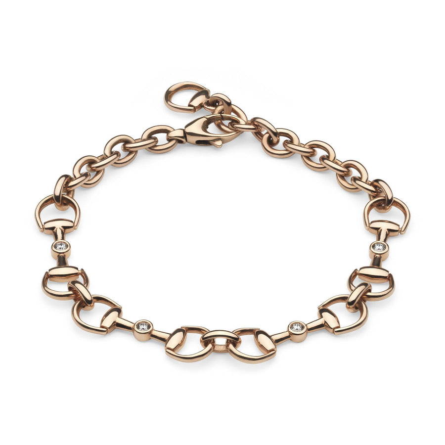 Gucci Horsebit 18ct Rose Gold Diamond Link Bracelet