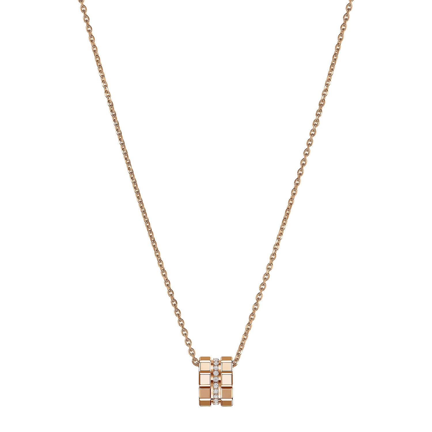 18ct Rose Gold Ice Cube Mini Diamond Set Pendant