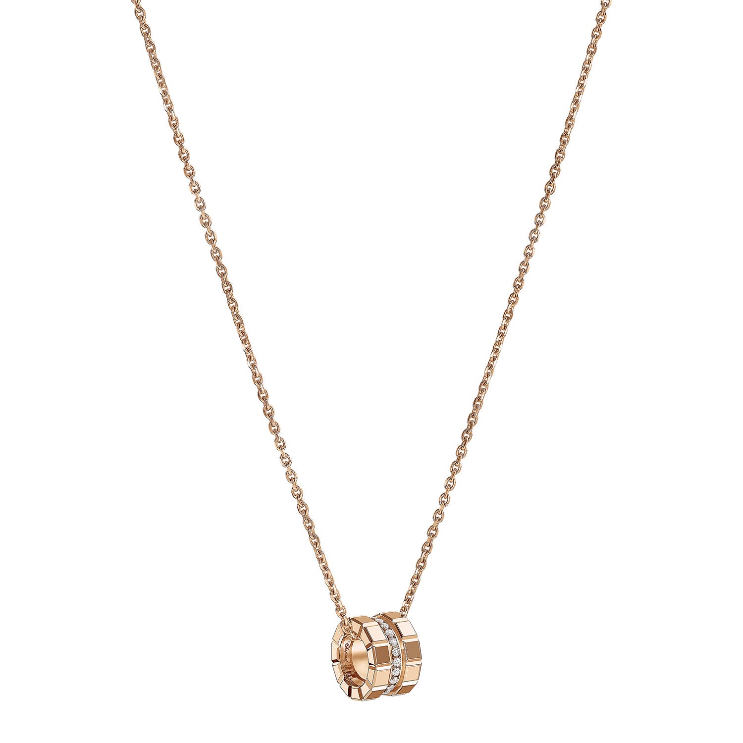 18ct Rose Gold Ice Cube Mini Diamond Set Pendant