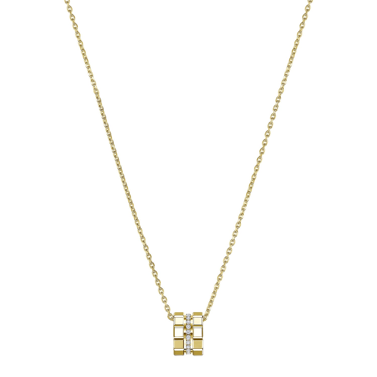 18ct Yellow Gold Ice Cube Mini Diamond Set Pendant