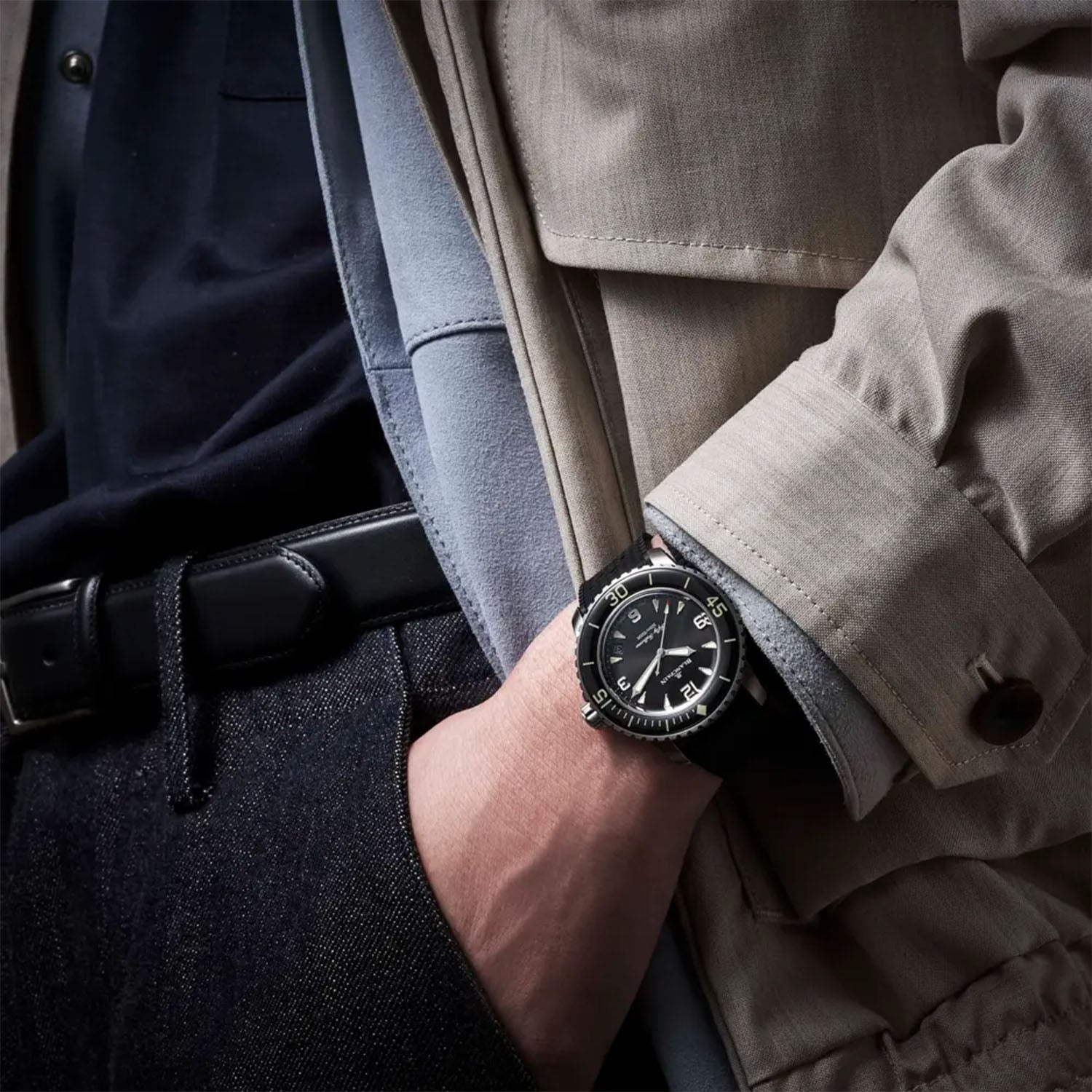 Blancpain Fifty Fathoms 42.3mm Automatique Black Dial & Canvas Strap Watch - Berry's Jewellers