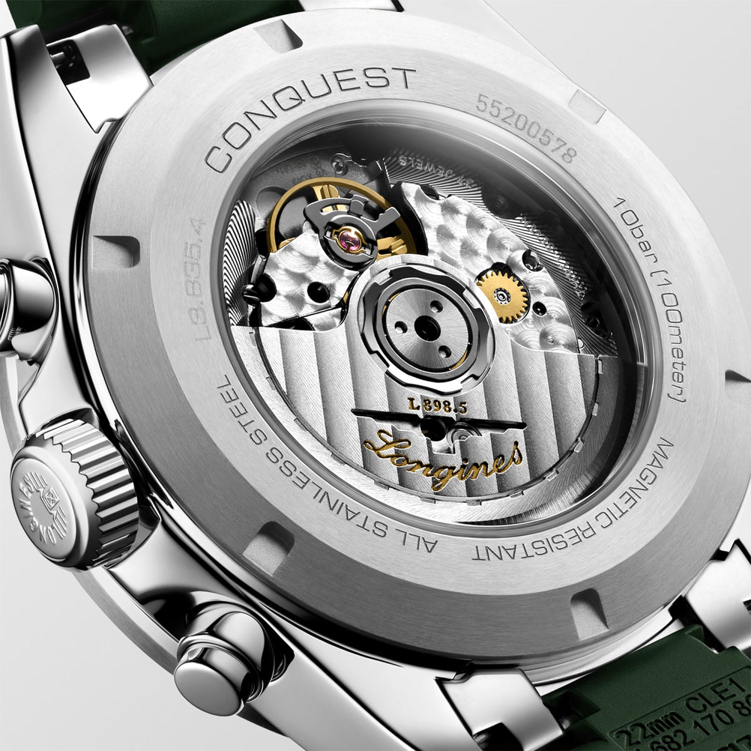 Conquest Chronograph 42mm Silver Dial Automatic Strap Watch