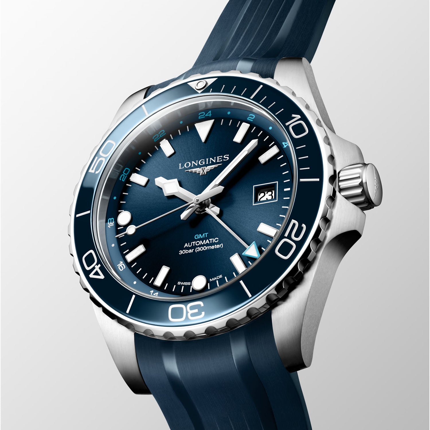 HydroConquest GMT 43mm Blue Dial Men's Automatic Strap Watch