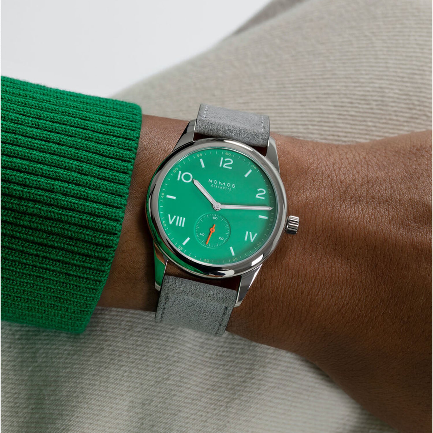 NOMOS Glashütte Club Campus 38.5mm Electric Green Dial Manual-Wind Watch - Berry's Jewellers