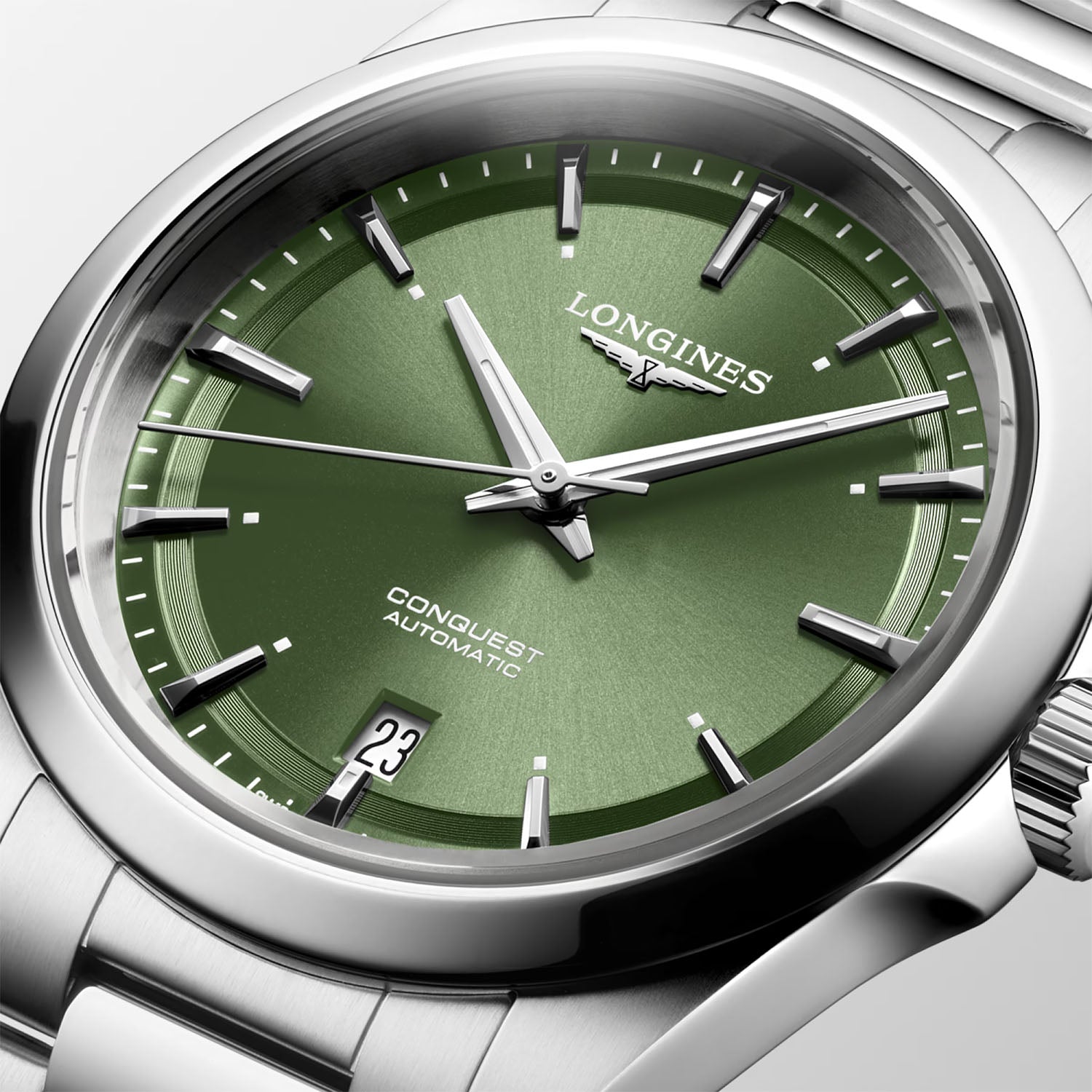 Longines Conquest 38mm Sunray Green Dial Automatic Bracelet Watch - Berry's Jewellers