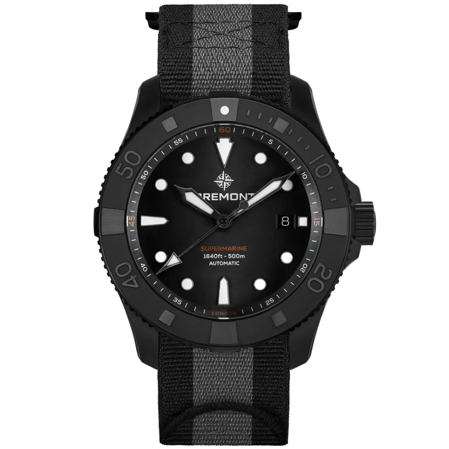 Supermarine Full Ceramic 43mm Black Dial Automatic Strap Watch