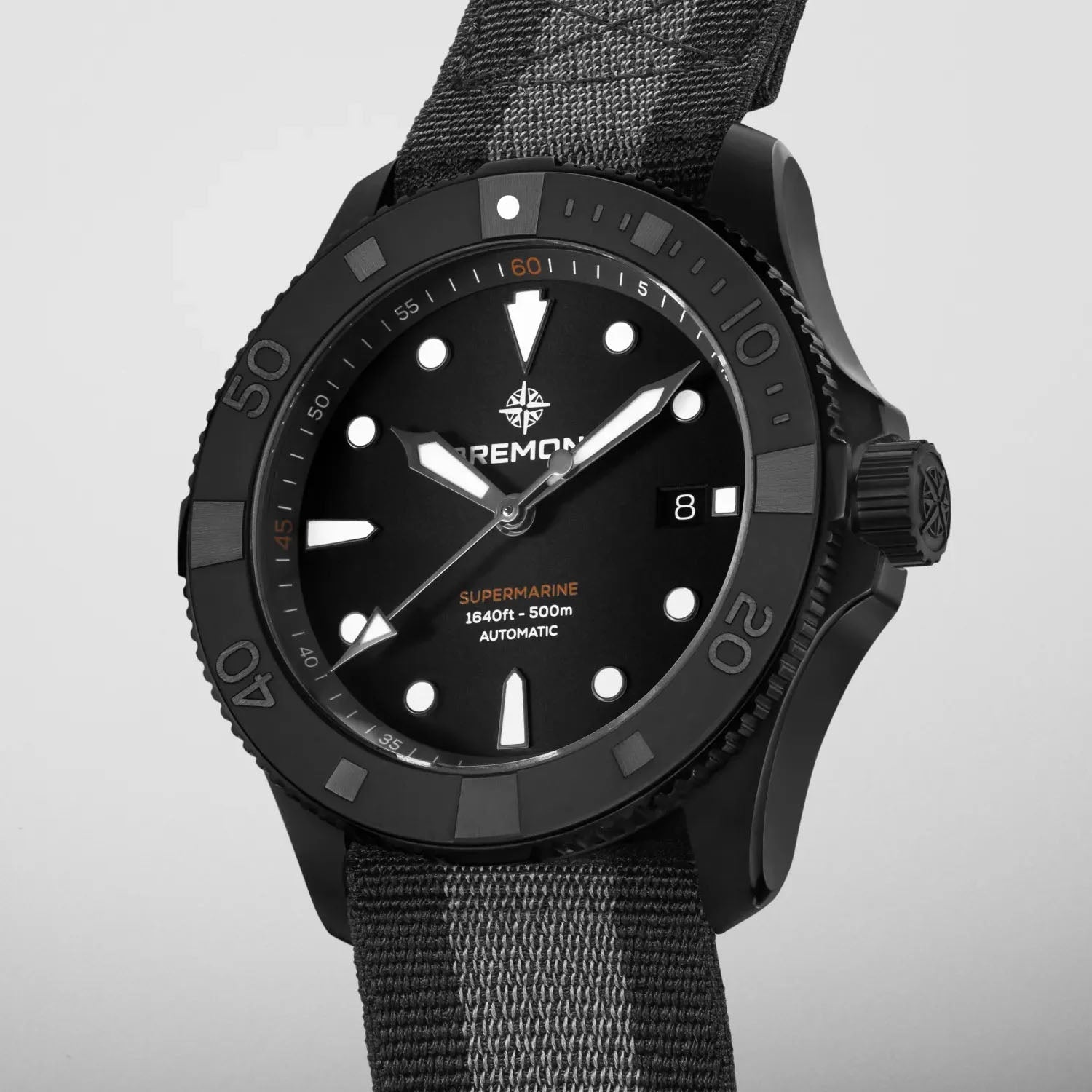 Supermarine Full Ceramic 43mm Black Dial Automatic Strap Watch