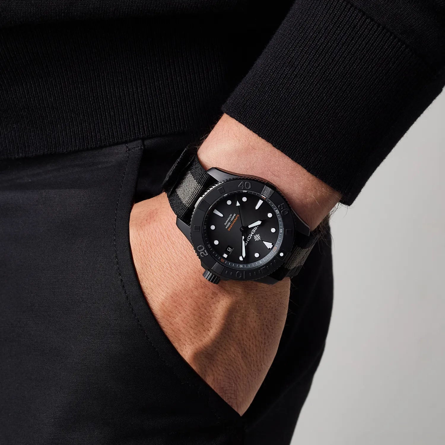 Supermarine Full Ceramic 43mm Black Dial Automatic Strap Watch