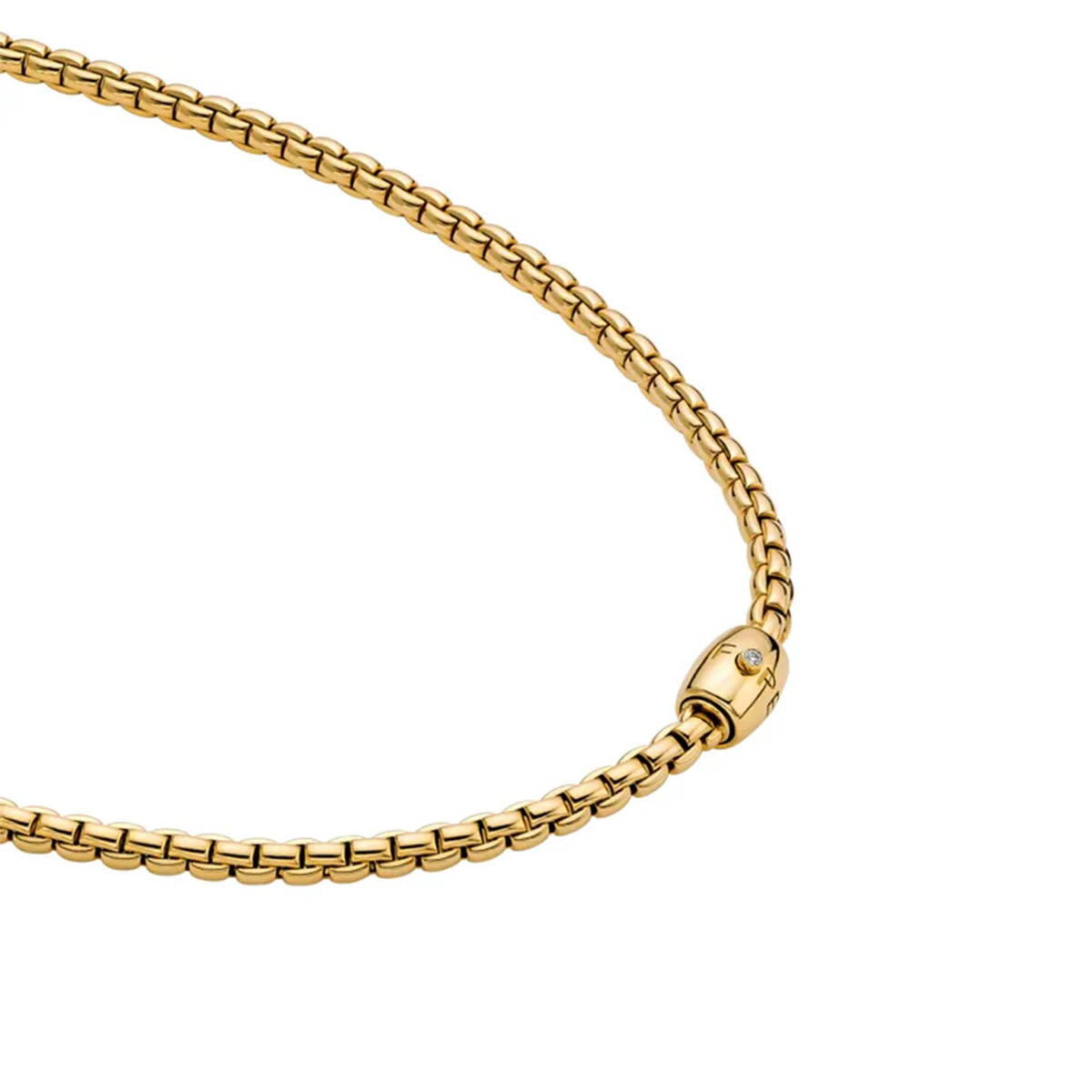 FOPE Eka 18ct Yellow Gold Flex'it Necklace With A Single Diamond Ornamental Clasp - Berry's Jewellers